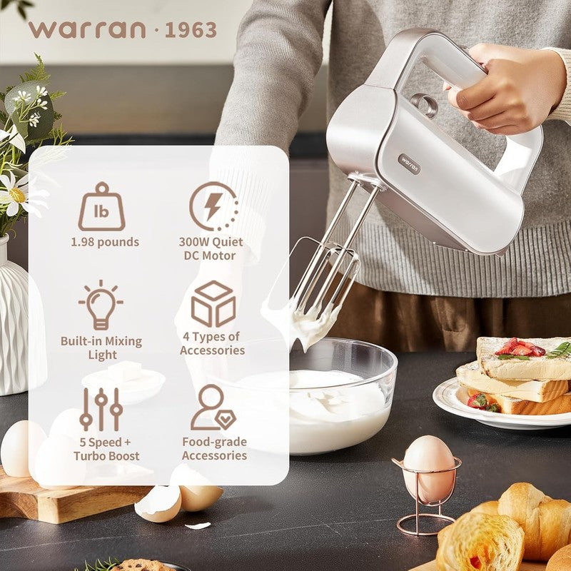 Master 5 Speed Electric Hand Mixer with Turbo Boost, Stainless Steel Whisk, Beat1