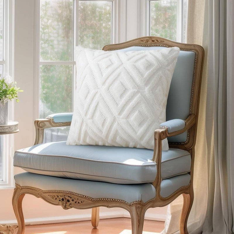 Set of 2 Decorative Throw Pillow Covers 18x18 Soft Cream White for Couch4
