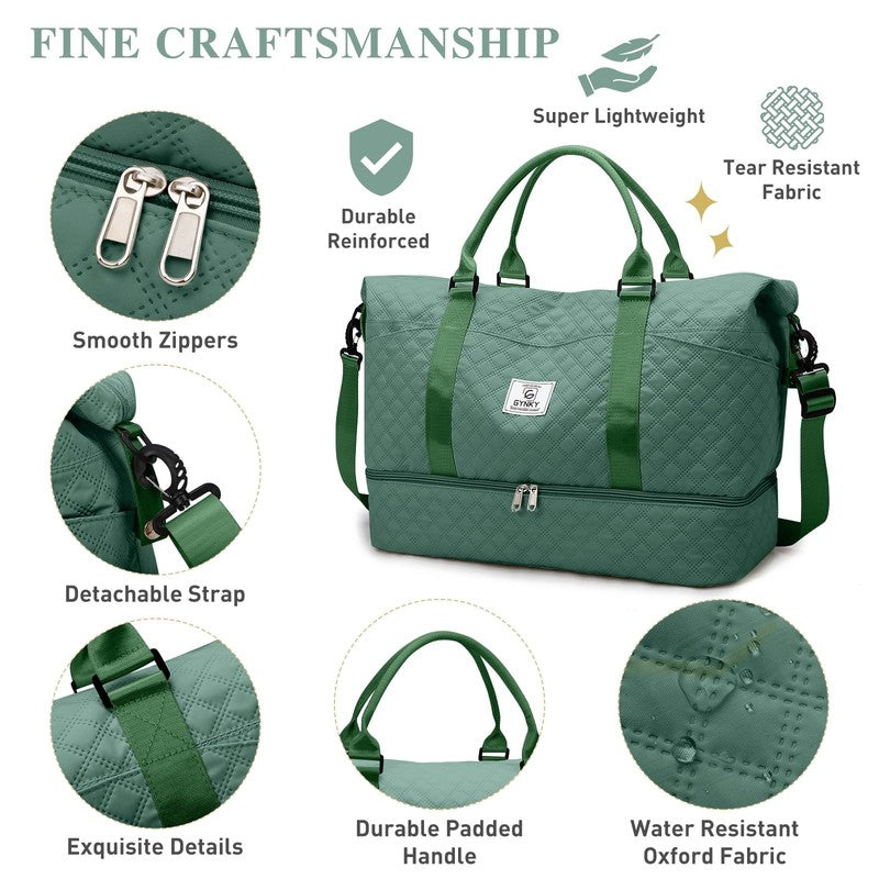 Travel Duffle Bag Weekender Bags for Women with Shoe Compartment Carry on Overni4