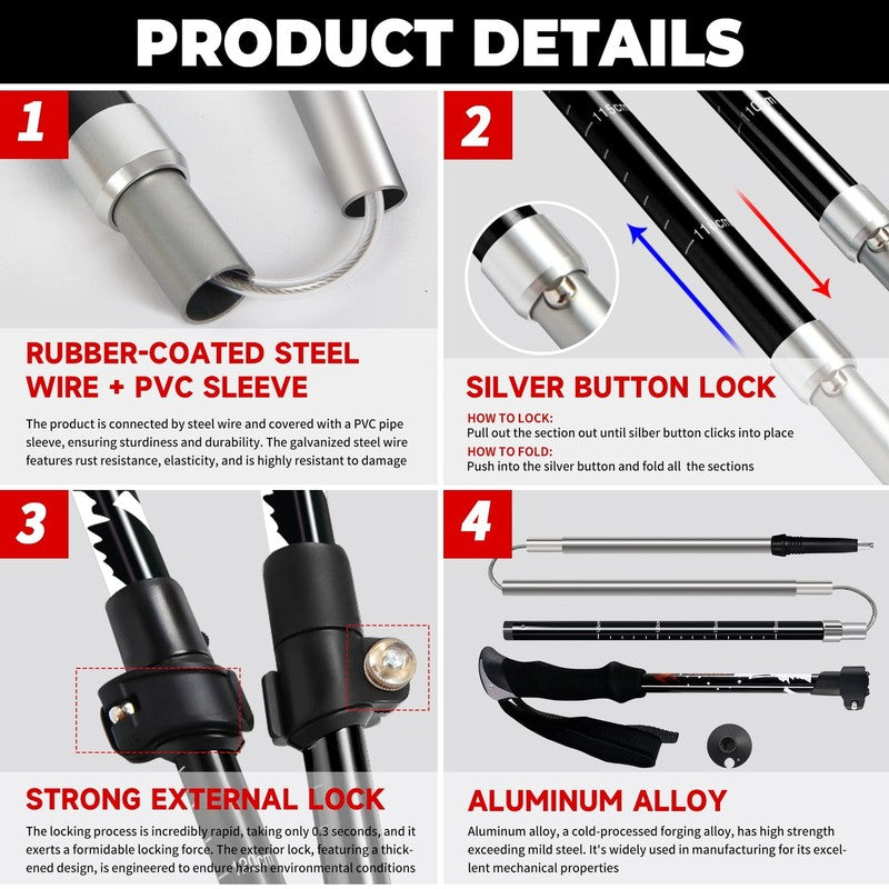 Collapsible Trekking Poles for Hiking   2 Pack Collapsible Aluminum Walking Stic8