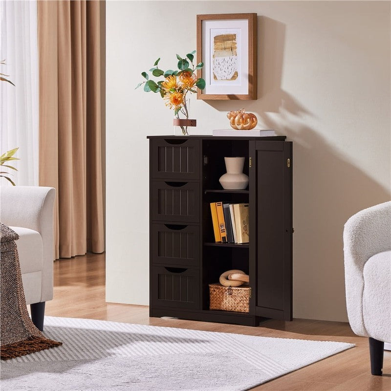 Wooden Cabinet Storage Unit with Drawers & Cupboard for Bathroom, Espresso4