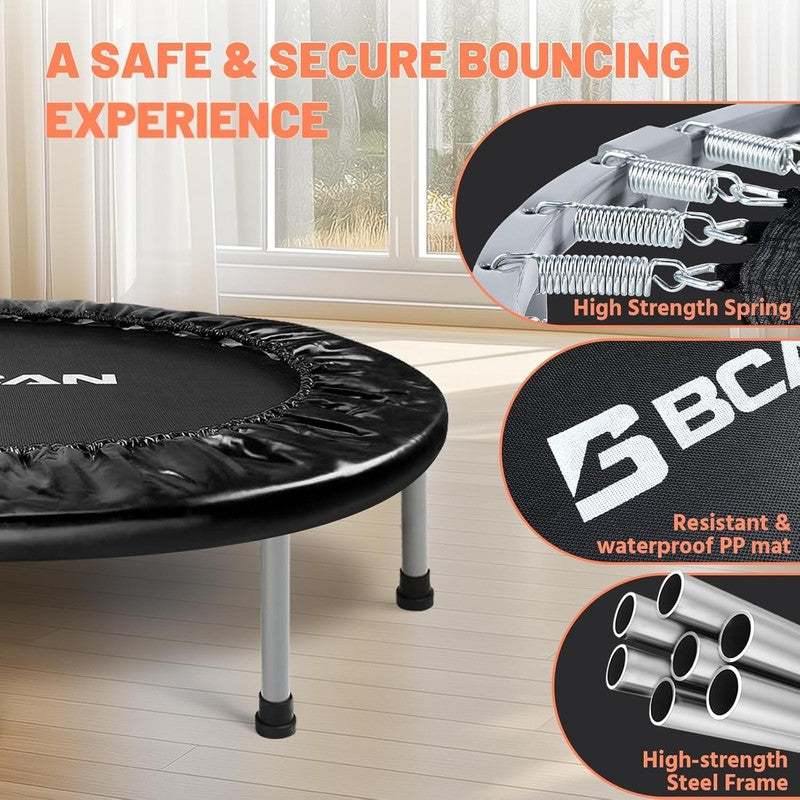 Foldable Mini Fitness Trampoline with Safety Pad for Indoor/Outdoor Workouts2
