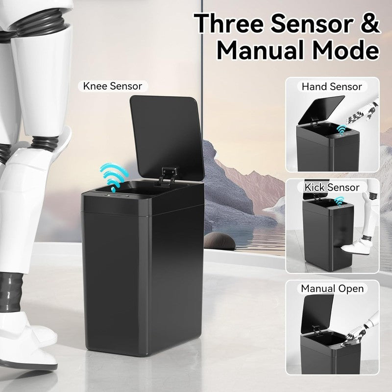 2Pack 2.6 Gallon Touchless Motion Sensor Trash Can - Slim Waterproof Design1