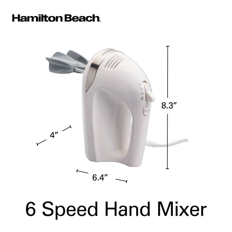 6-Speed Electric Hand Mixer Easy Clean Beaters 7 Attachments Case White Kitchen7