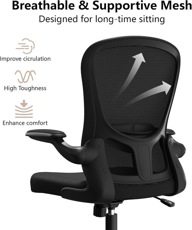 Ergonomic Mesh Office Chair Adjustable Height Flip Up Arms Lumbar Swivel6