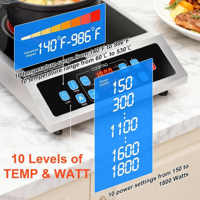 Dual Coils Design of Stainless Steel Single Burner Electric Cooktop, 1800W Comme1