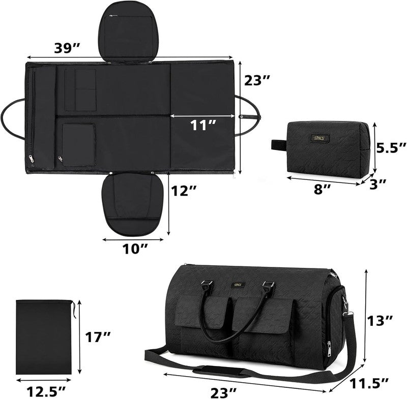 2in1 Garment Duffle Bag Black 3Pc Set Hanging Suit Travel Carry On6
