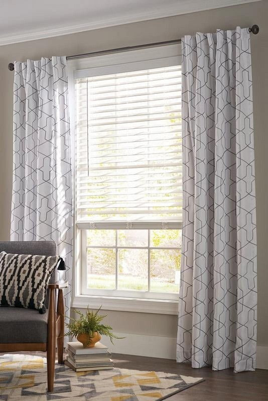 2" Cordless Faux Wood Horizontal Blinds, White, 47" W X 64" L1