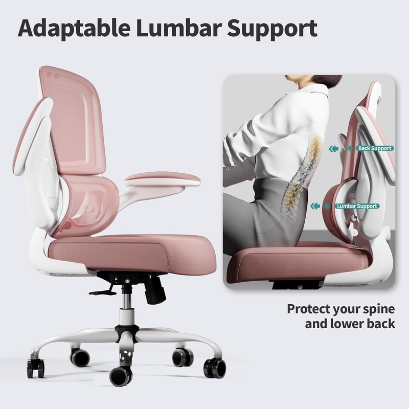 Ergonomic Office Chair Mesh Desk Chair Adjustable Executive Computer Chair Pink6
