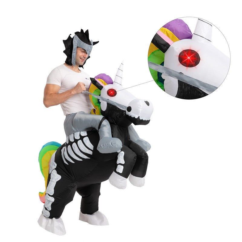 Skeleton Unicorn Inflatable Ride On Costume Adult LED Eye Halloween Party Outfit6