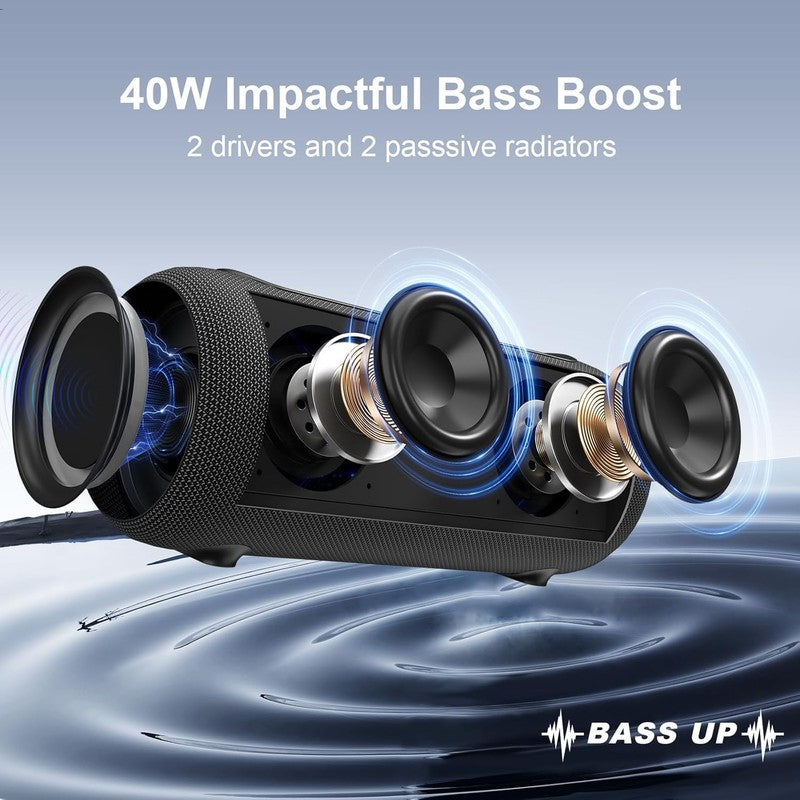 40W Portable Bluetooth Speaker Deep Bass Passive Radiators RGB Lights BT5.31