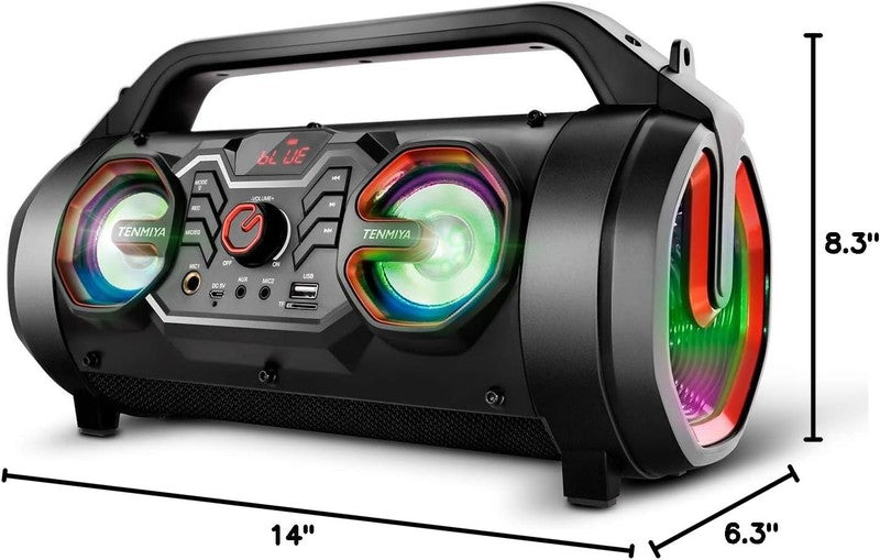 Portable Bluetooth Speaker, Subwoofer, 30W, FM Radio, RGB Lights, 10H Playtime9