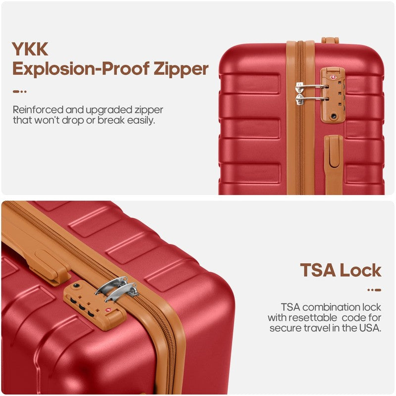 Carry on Luggage Set 3 Piece Hard Shell Luggage Sets with YKK Zipper Spinner Whe2