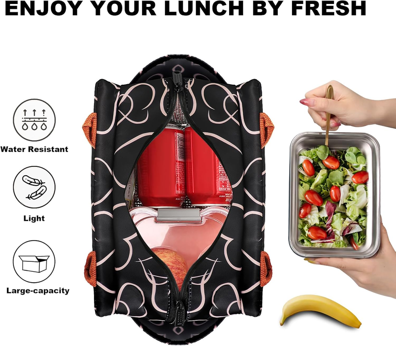 Insulated Lunch Bag for Women Men Large Reusable Cooler Tote w/ Bottle Holder2