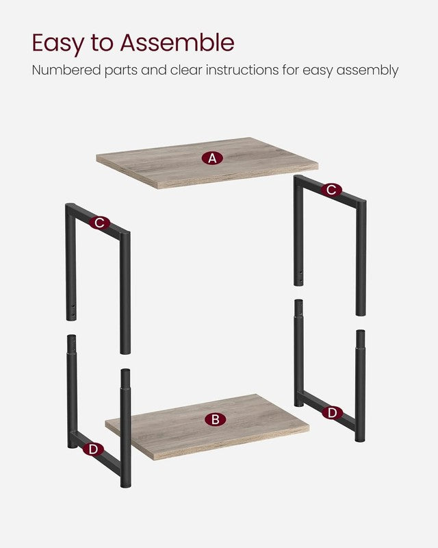 Set of 2 Side Tables Small End Tables Nightstand Living Room Bedroom Greige8