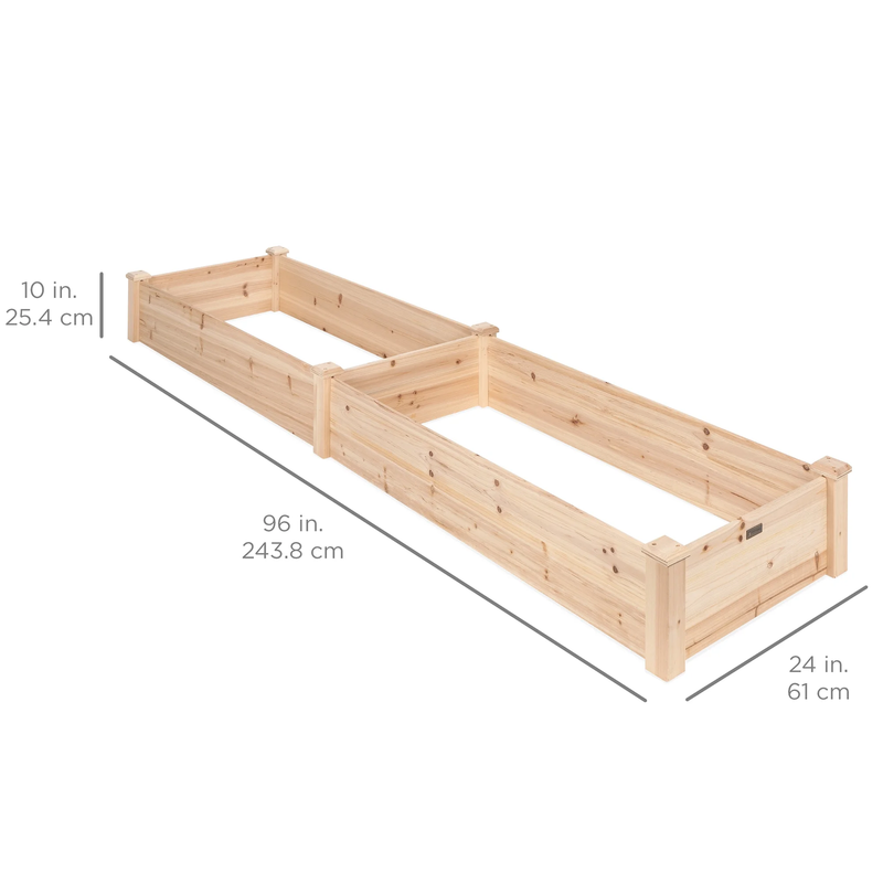 8X2Ft Outdoor Wooden Raised Garden Bed Planter for Grass, Lawn, Yard - Natural6