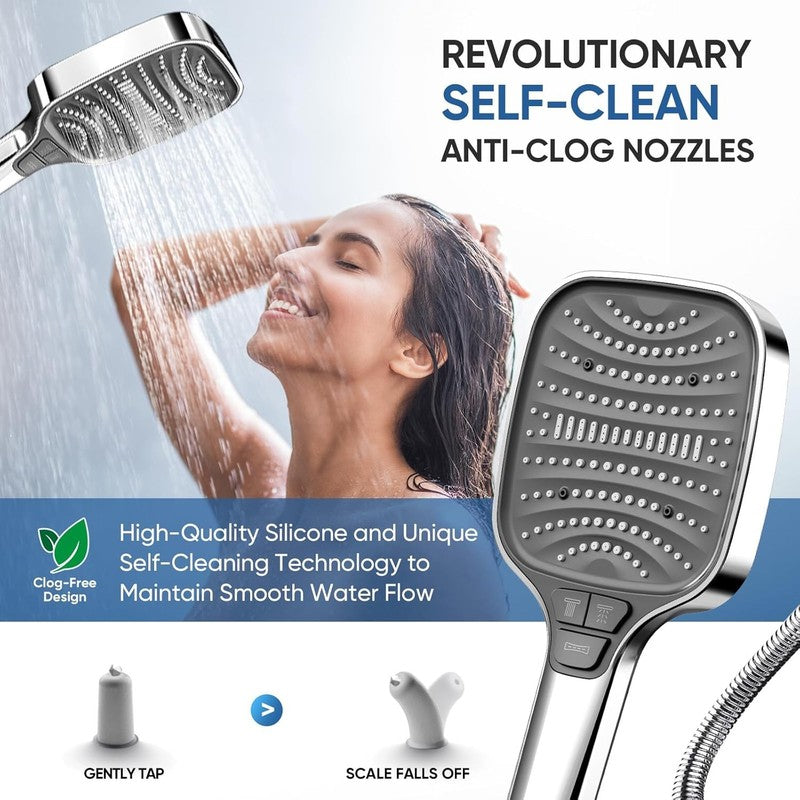 8 Mode High Pressure Handheld Shower Head w/ Anti Clog Nozzles & 59" Hose2