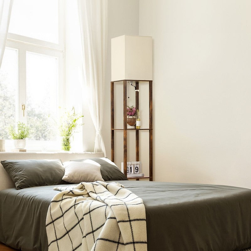 63" Brown LED Floor Lamp with Shelves, Modern Standing Lamp w/ Storage7