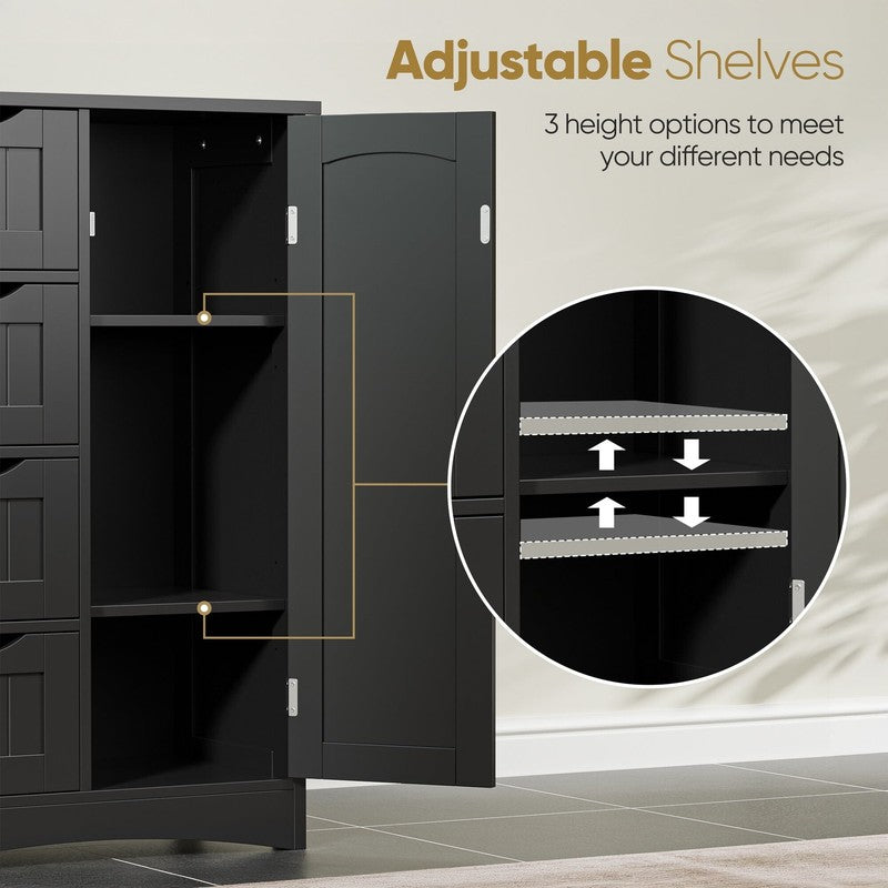 Bathroom Floor Cabinet, Freestanding Storage Cabinet with 4 Drawers and Adjustab6