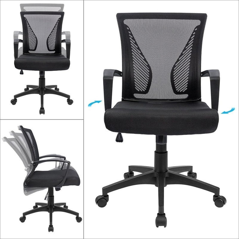 Ergonomic Mesh Office Chair with Lumbar Support and Armrests   Black4