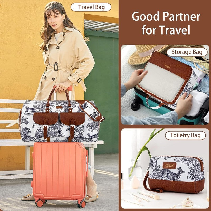 Garment Duffel Bag Travel Convertible Carry On Weekender w/ Shoe Pouch 3Pc Set1