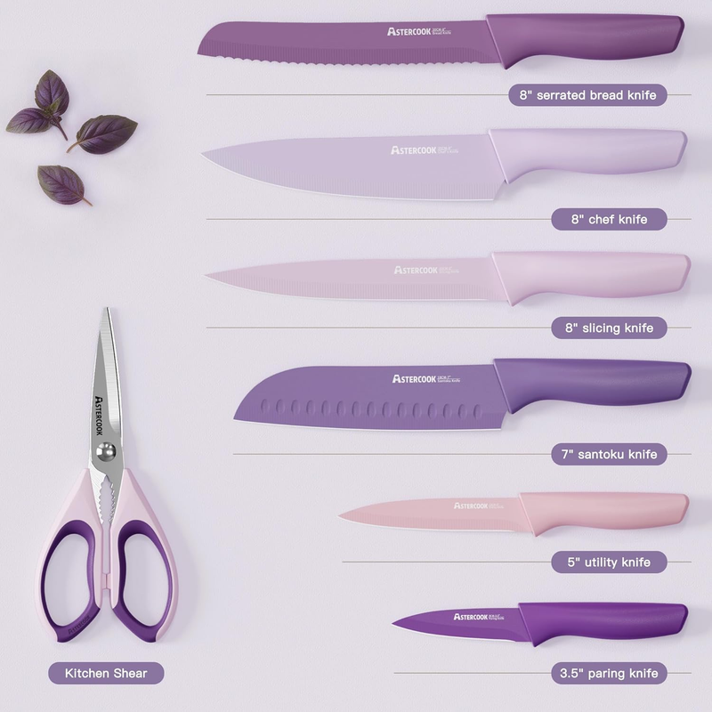 13pc Knife Set Stainless Steel Kitchen Knives w/ Blade Guards Set5