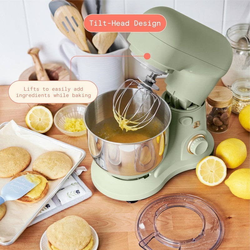 3.5 Qt Stand Mixer Sage Green w/ Flat Beater Dough Hook & Whisk3