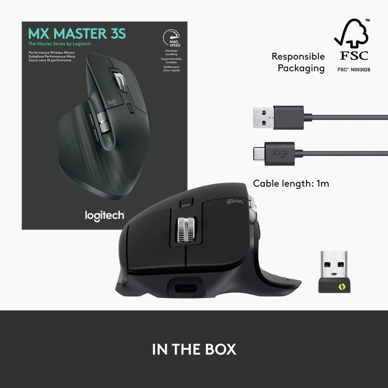 MX Master 3S Wireless Performance Mouse 8K DPI Quiet Clicks USB-C Black3