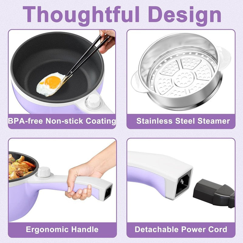 Electric Hot Pot 1.5L Steamer Non Stick Sauté Pan Noodle Cooker Power Control8