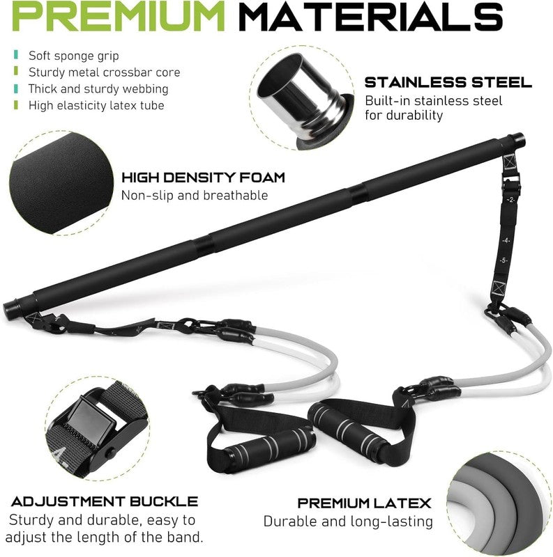 Pilates Bar Kit w/ Resistance Bands Heavy-Duty Adjustable Full Body Workout1