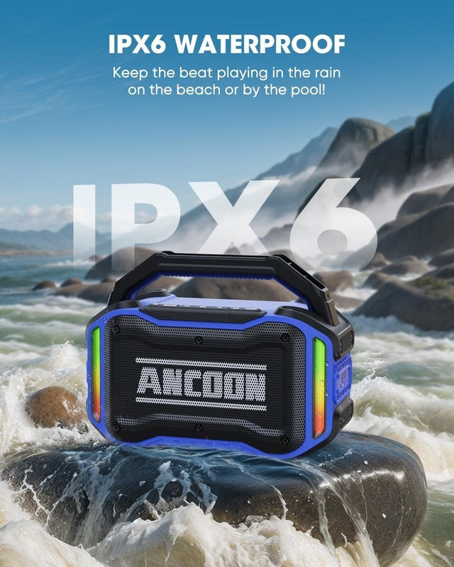 80W Bluetooth Speaker, Loud Bass, IPX6 Waterproof, 20H Playtime, TWS, Blue2