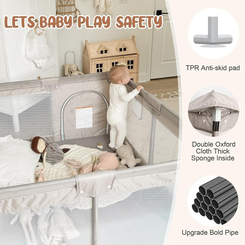 Spacious Baby Playpen with Mat - 47" Play Yard for Infants and Toddlers4
