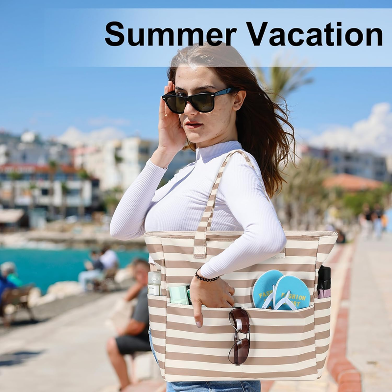 Large Beach Tote Bag Women Waterproof Sandproof Pool Gym Travel Bag3