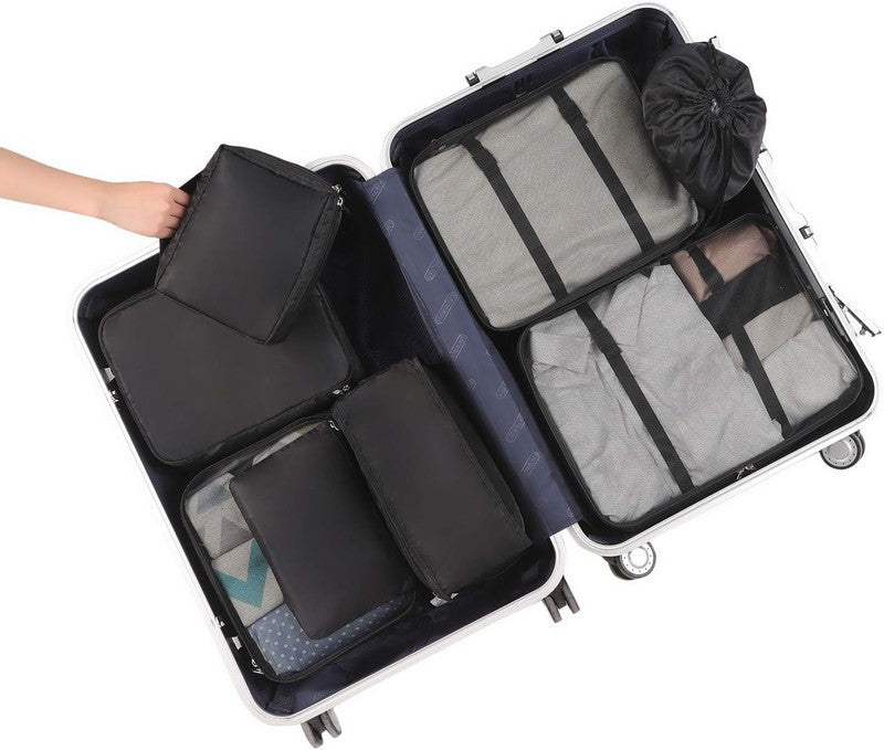 Jet Black 8 Piece Packing Cubes Set for Organized Travel Essentials6