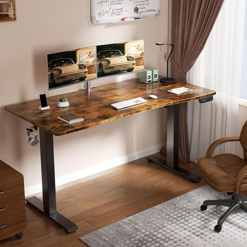 55x28 Electric Standing Desk Adjustable Height Sit Stand Home Office Brown1