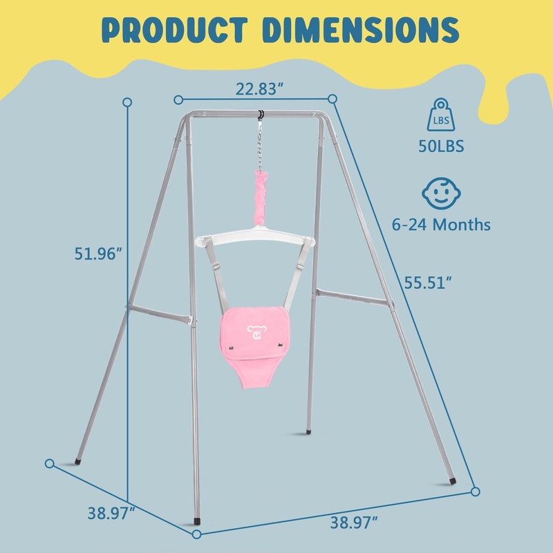 Baby Jumper with Stand, Bouncer & Exerciser, 6-24 Months, Pink2