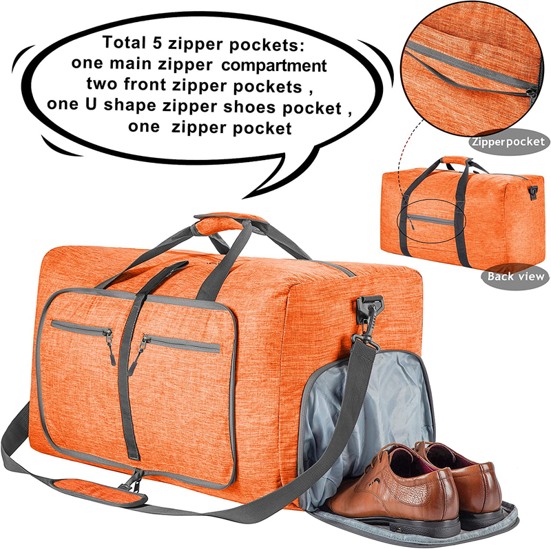 65L 85L 115L Foldable Travel Duffle Bag Water Resistant Weekender Shoe Pocket2