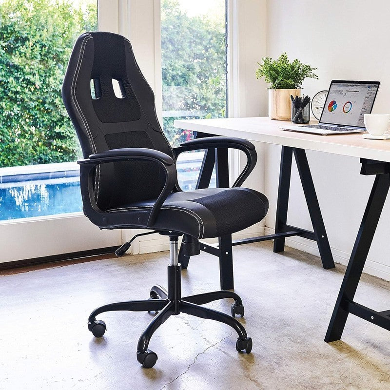 Ergonomic Gaming Desk Chair with Lumbar Support   PU Leather, Black1