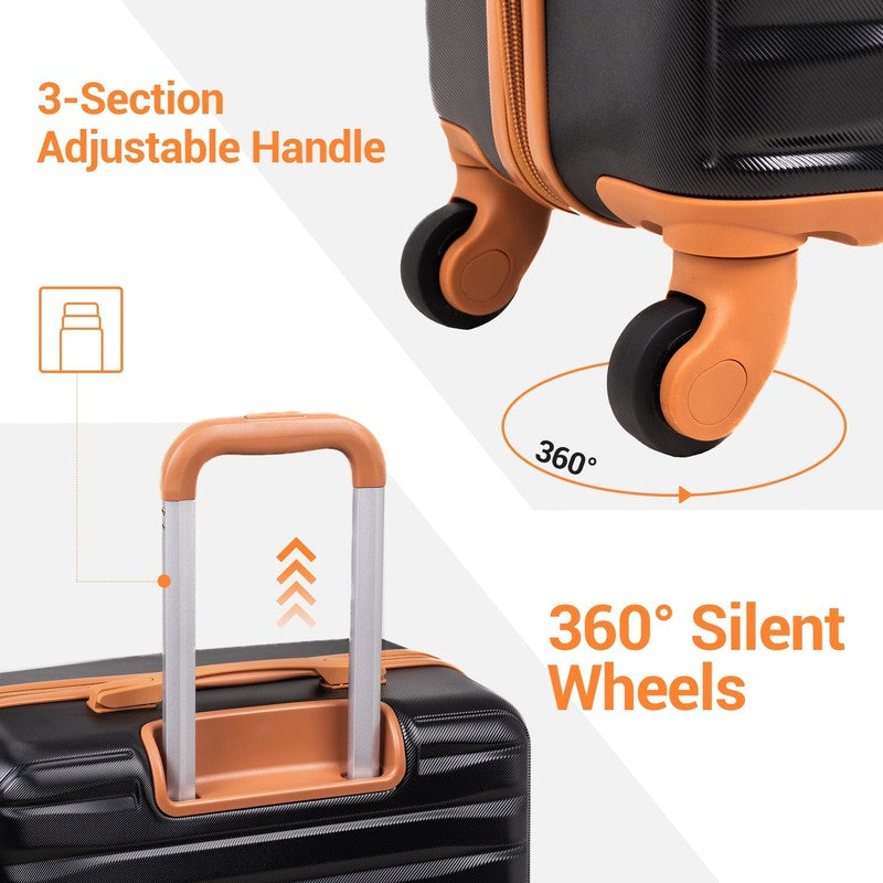 3Pc Hardside Luggage Set TSA Spinner Suitcase Duffle Packing Cubes Black1
