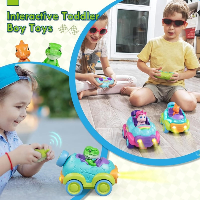 RC Dinosaur Car Toy for Toddlers – Rechargeable Remote Control Car with3