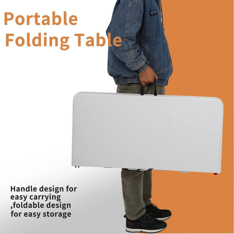 34 Inch Square Folding Card Table Portable Plastic Outdoor Dining Table White5