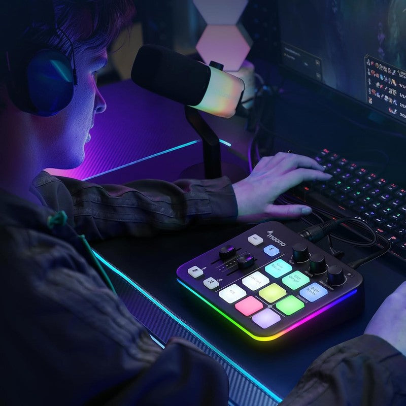 Gaming Audio Mixer RGB Bluetooth Pro Preamp 48V Phantom Live Streaming G1 NEO8