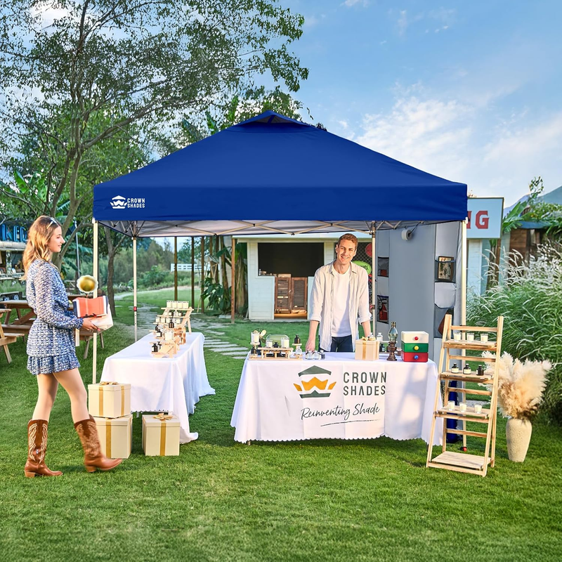 Crown Shades 10x10 Outdoor Pop Up Canopy Tent Easy Setup UV Protection Blue2