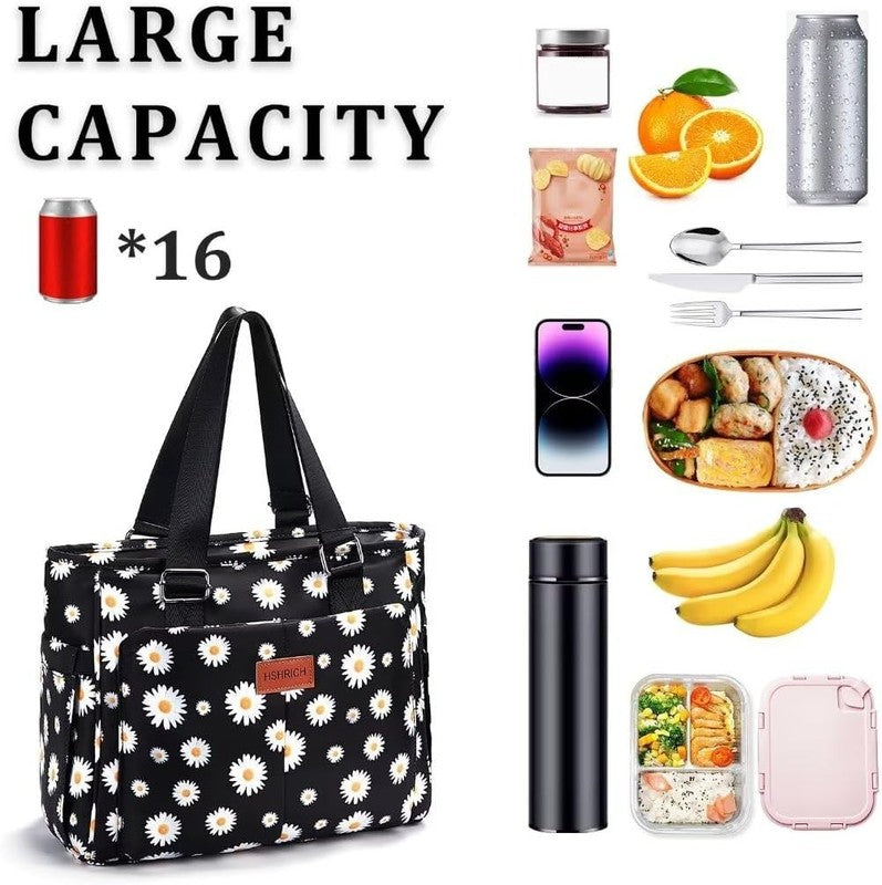 Large Floral Insulated Lunch Bag Women Leakproof 12L Cooler Tote for Work Picnic2