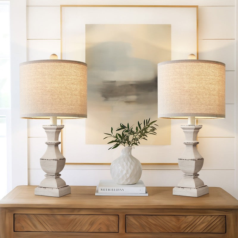 Set of 2 20.5" Retro Table Lamps Resin Traditional for Bedroom & Living Room1