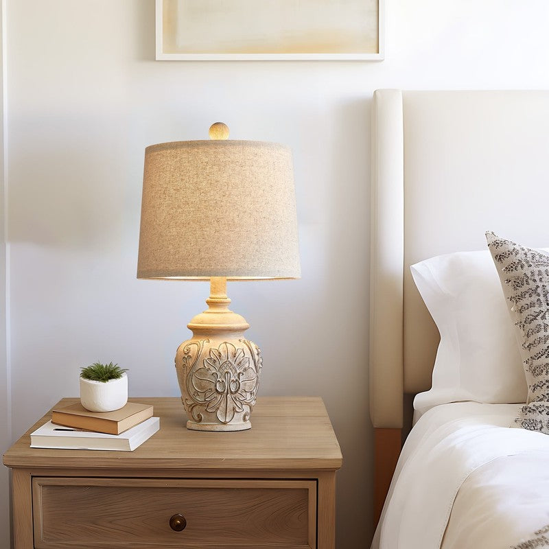 Set of 2 18.75" Rustic Retro Farmhouse Table Lamps Resin for Bedroom3