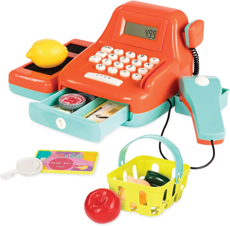   Interactive Kids Cash Register with Scanner & Sounds   26 Piece Pretend Play S0