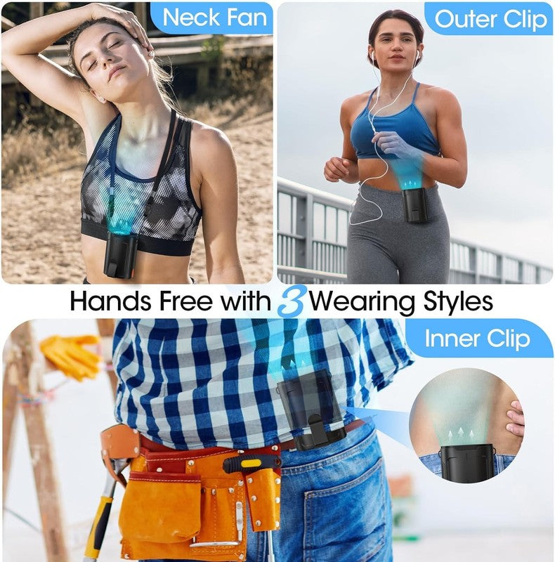 2025 Rechargeable Wearable Fan, 4 Speeds, 25H Runtime, Hands Free Neck Fan3