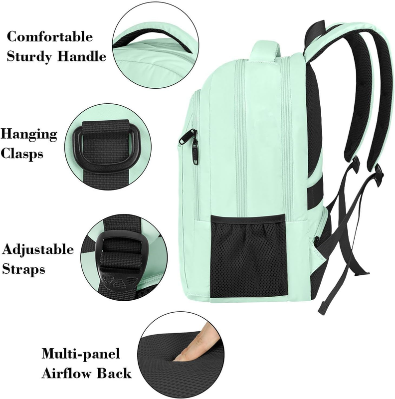 15.6" Laptop Backpack Travel College Office Daypack Mint Green5