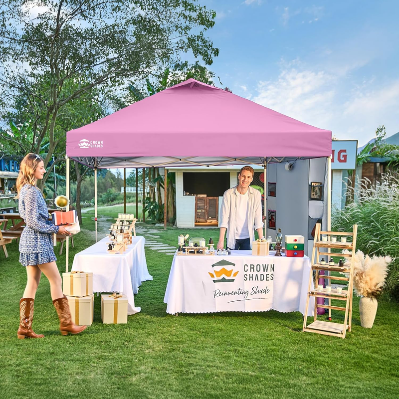 Crown Shades 10x10 Outdoor Pop Up Canopy Tent Easy Setup Sun Shelter Pink2